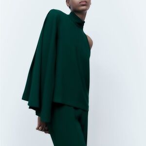 Zara Green Asymmetrical Top